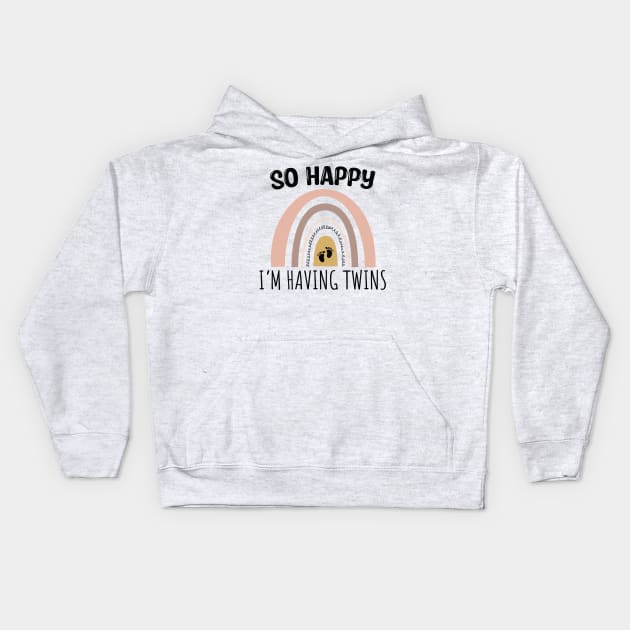 So Happy I Have Twins Cute Rainbow / Funny So Happy That I Have Twins Kids Hoodie by WassilArt